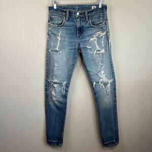 Levi's 511 Selvedge Slim White Cone Denim Jeans Men's 29x34 Mid Rise Distressed